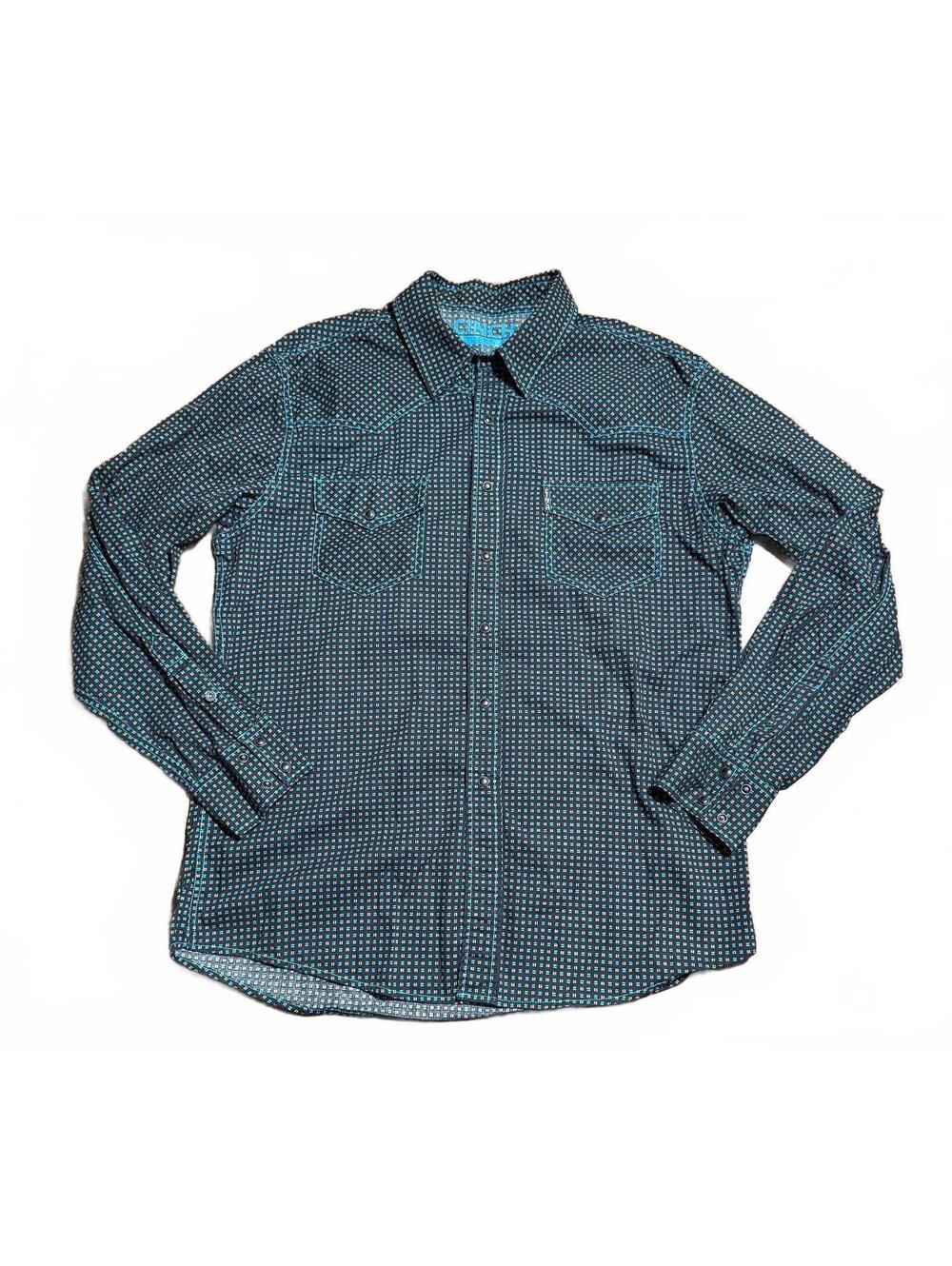 Cinch Modern Fit Western Shirt Mens L Geometric Pearl Snap 100% Cotton Cowboy